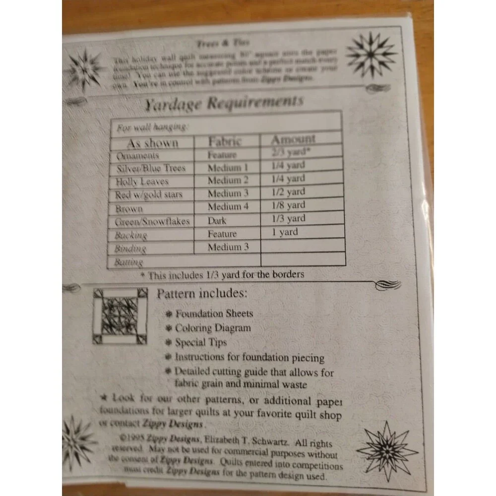 zippy Design Presents Trees & Ties Paper Foundations Pattern